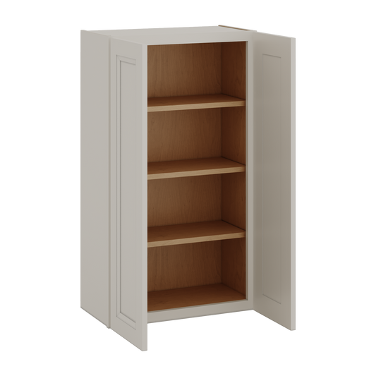 42" Tall 27LGDS Laguna Gray Double Shaker Wall Cabinet - Double Door 24", 27", 30", 33", 36"