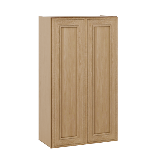 Natural oak elegant craftsman shaker double-door wall 24"–42" rta kitchen cabinet