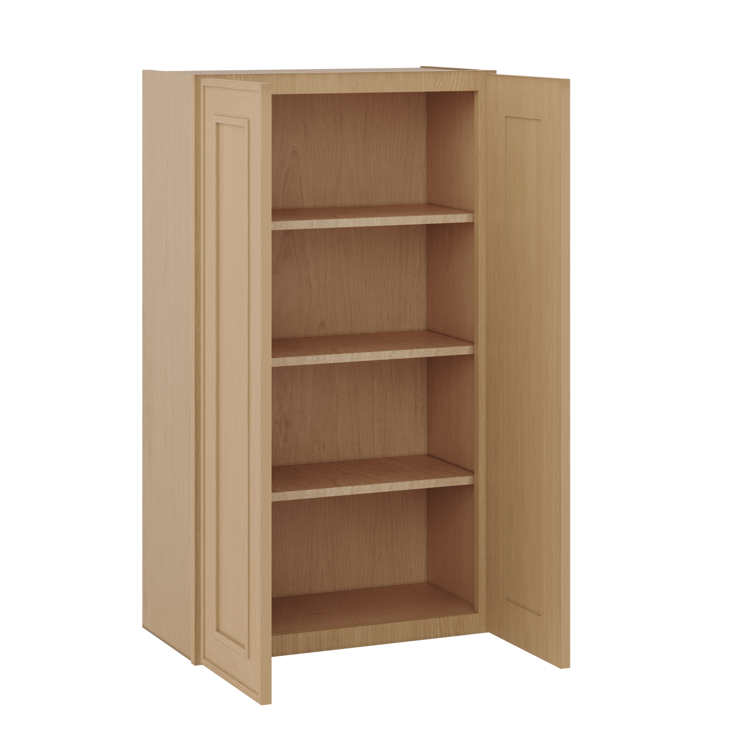 42" Tall Double Door 24", 27", 30", 33" & 36" Wide Elegant Oak Shaker Wall Cabinet