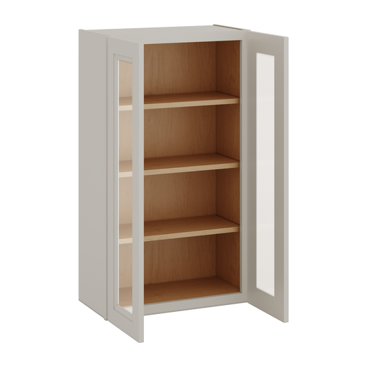 42" Tall 27LGDS Laguna Gray Double Shaker Glass Ready Wall Cabinet - Double Door 24", 27", 30", 33", 36"