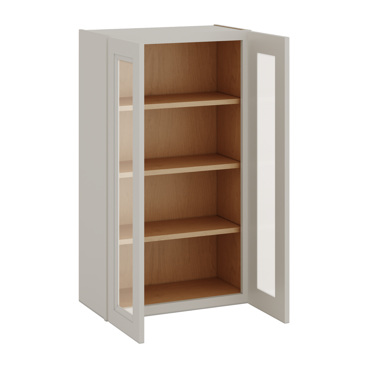 42" Tall 27LGDS Laguna Gray Double Shaker Glass Ready Wall Cabinet - Double Door 24", 27", 30", 33", 36"