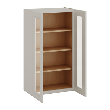 42" Tall 27LGDS Laguna Gray Double Shaker Glass Ready Wall Cabinet - Double Door 24", 27", 30", 33", 36"