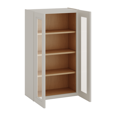 42" Tall 27LGDS Laguna Gray Double Shaker Glass Ready Wall Cabinet - Double Door 24", 27", 30", 33", 36"