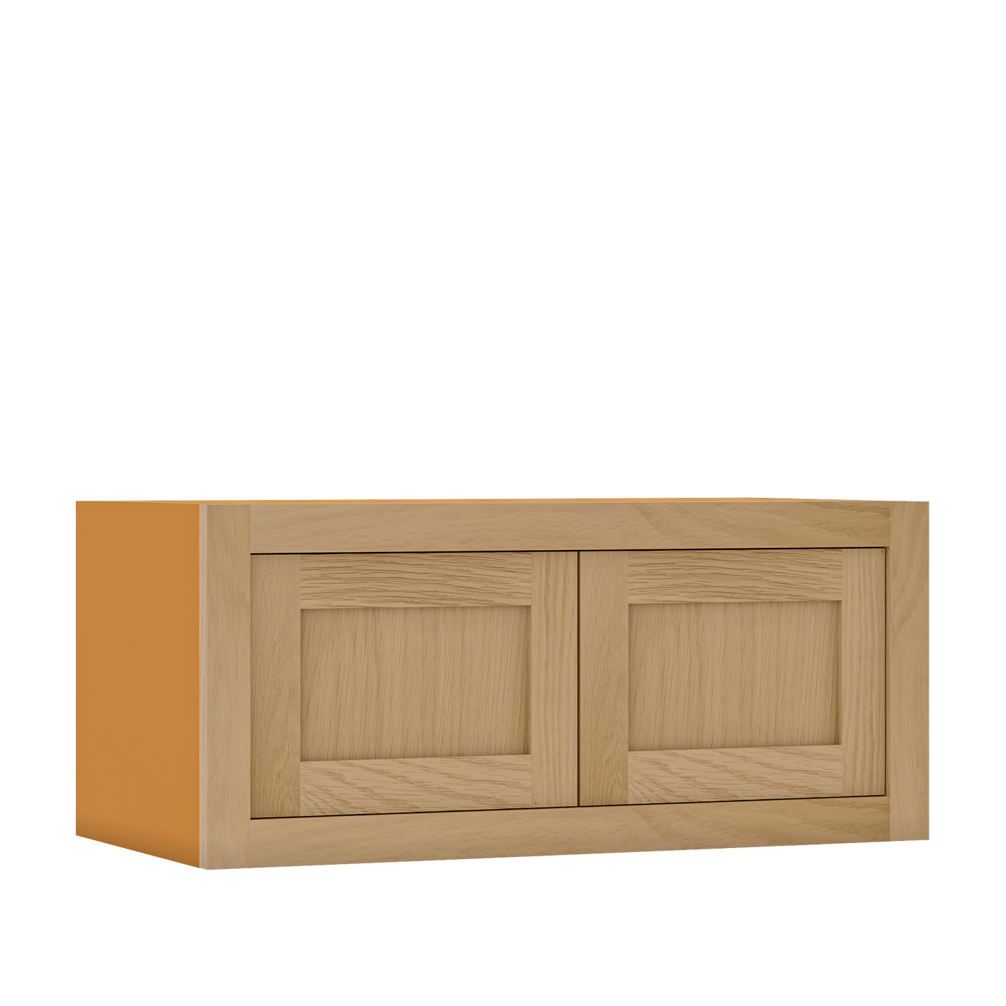 12" Tall Inset Oak Shaker Wall Cabinet - Double Door 24" to 36" Wide - Special Order