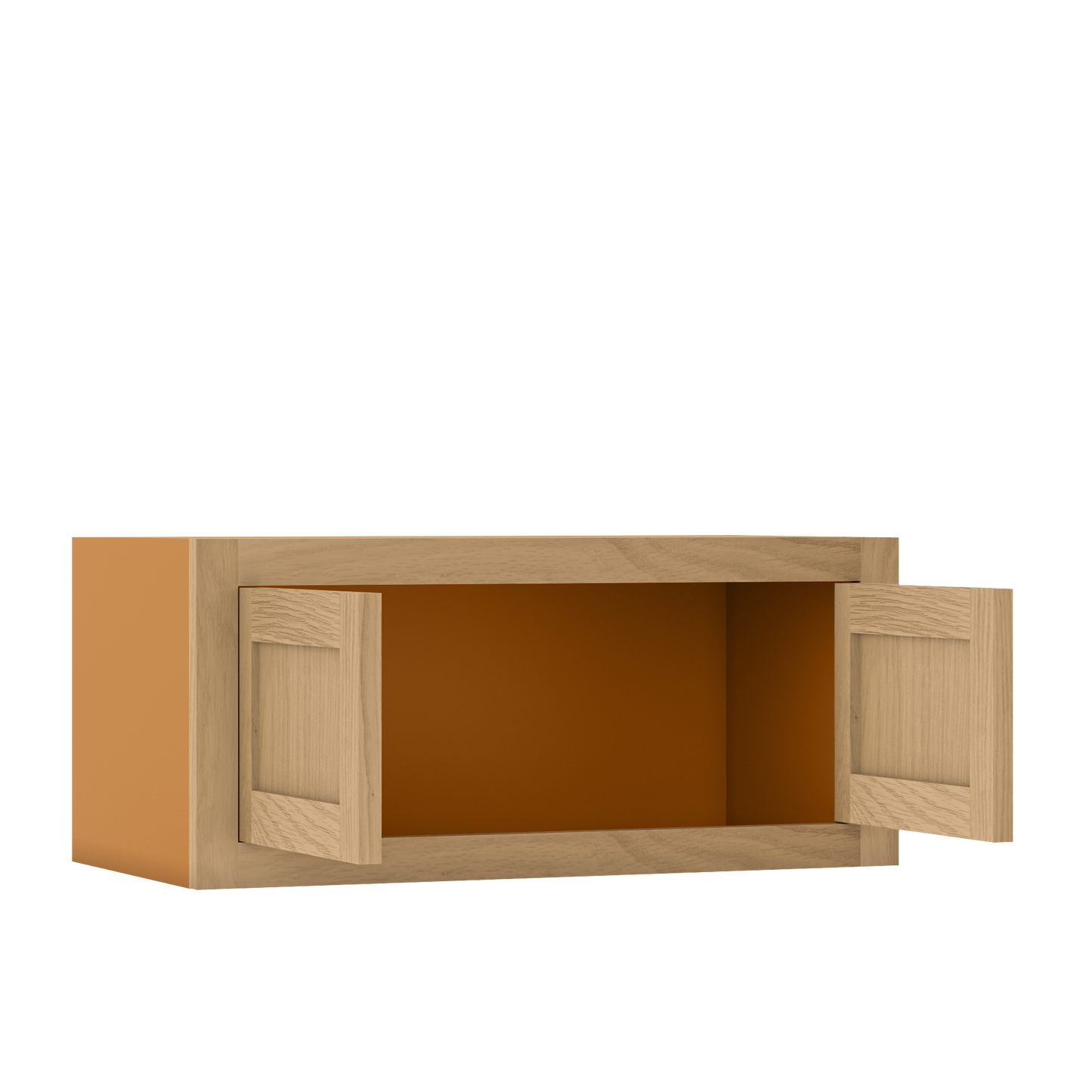 12" Tall Inset Oak Shaker Wall Cabinet - Double Door 24" to 36" Wide - Special Order