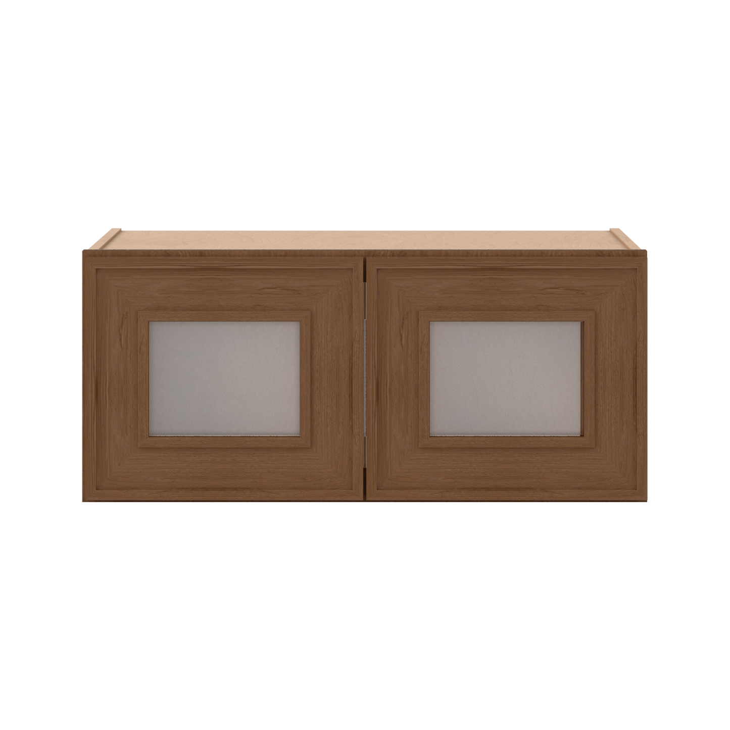 12" Tall 12" Deep - 12", 15", 18", 21", 24", 27", 30", 33" & 36" Wide Glass Door Stacker | Wall Mocha Elegant Oak Craftsman Shaker 1-1/4" Overlay Wall Cabinet