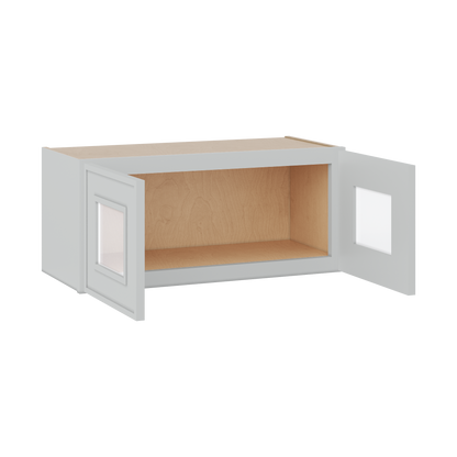 12" Tall 12" Deep Glass Door Stacker | Wall White Elegant Oak Craftsman Shaker 1-1/4" Overlay Wall Cabinet -  12", 15", 18", 21", 24", 27", 30", 33" & 36" Wide