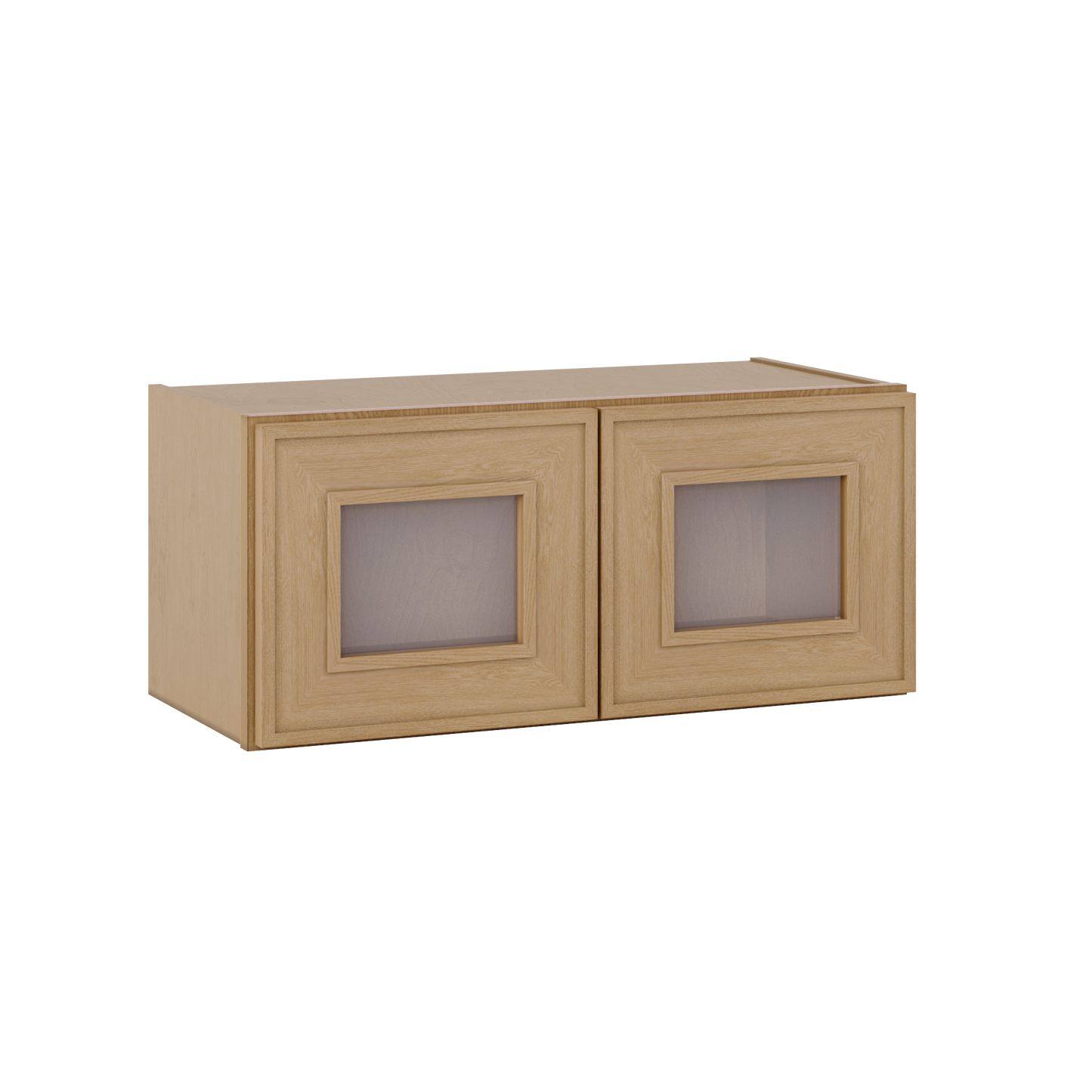 12" Tall 12" Deep Glass Door Stacker | Wall Elegant Oak Craftsman Shaker 1-1/4" Overlay Wall Cabinet -  12", 15", 18", 21", 24", 27", 30", 33" & 36" Wide