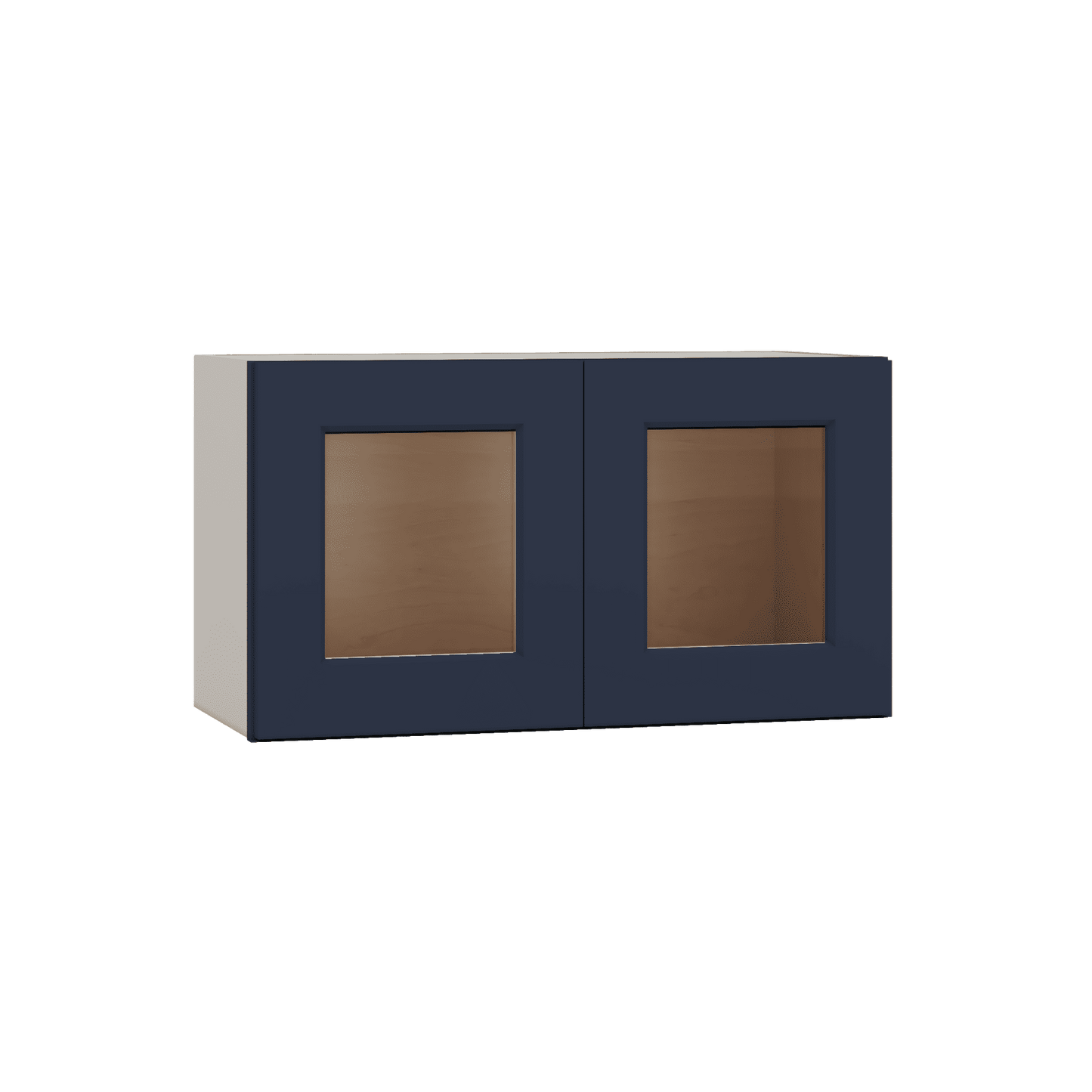 15" Tall NB29- Naval Blue Shaker Stackable Glass Ready Wall Cabinet - Double Door 24", 27", 30", 33" & 36" Wide