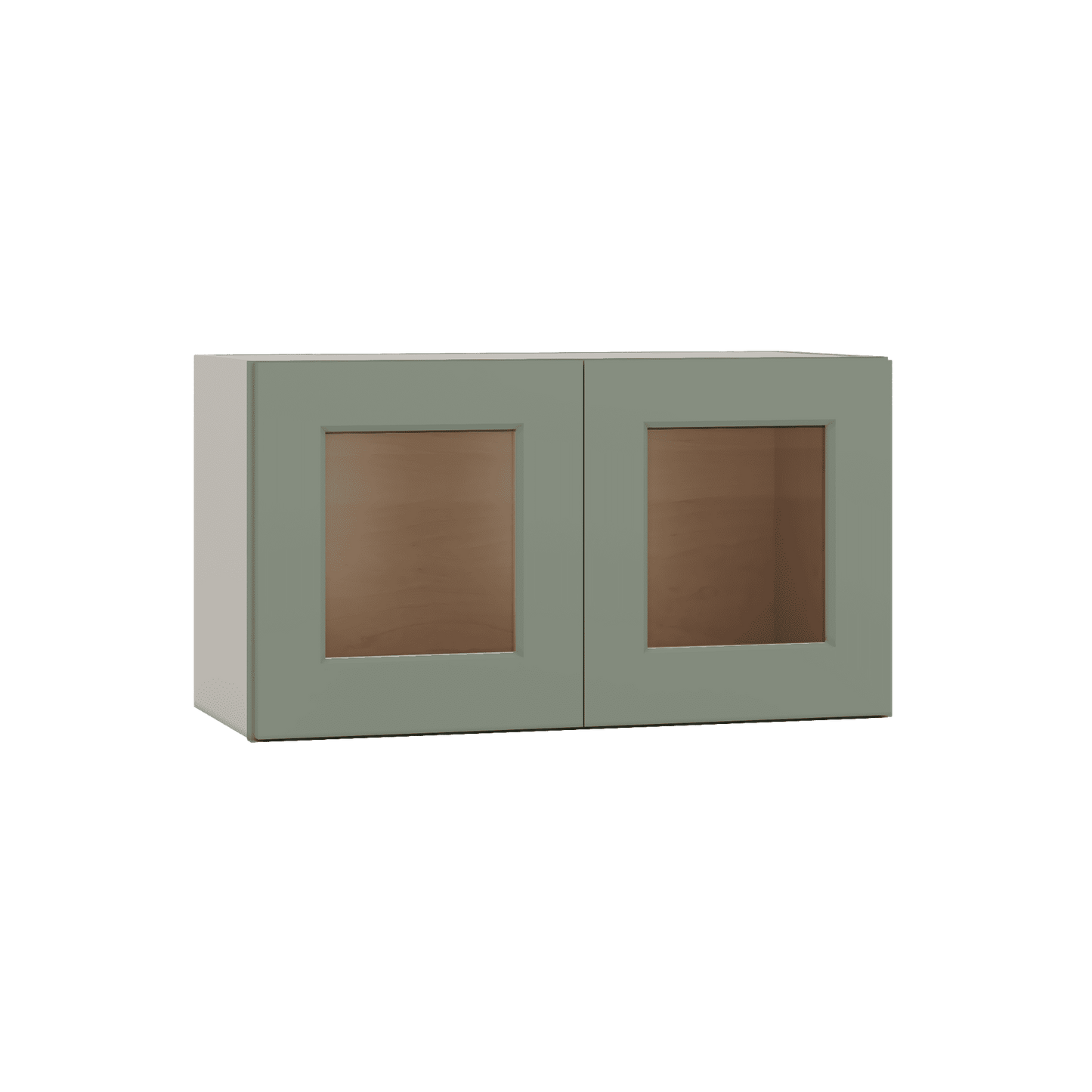 15" Tall Green Shaker Stackable Glass Ready Wall Cabinet - Double Door 24", 27", 30", 33" & 36" Wide