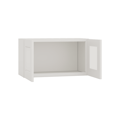 15" Tall 2WS White Shaker Stackable Glass Ready Wall Cabinet - Double Door 24", 27", 30", 33" & 36" Wide