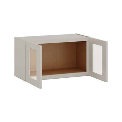 15" Tall 27LGDS Laguna Gray Double Shaker Stackable Glass Ready Wall Cabinet - Double Door 24", 27", 30", 33" & 36" Wide