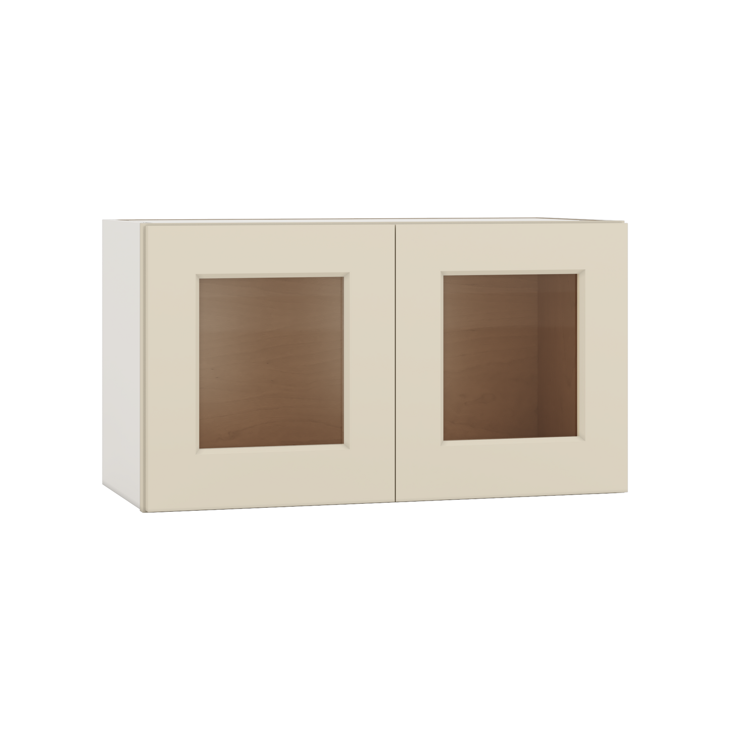 15" Tall Manhattan Cream Shaker Stackable Glass Ready Wall Cabinet - Double Door 24", 27", 30", 33" & 36" Wide