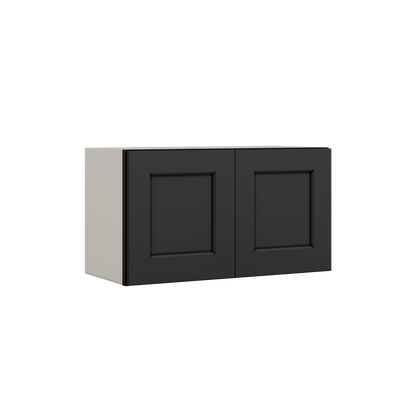 15" Tall 15HNS Hermosa Noir Black Shaker Stackable Cabinet - Double Door 24", 27", 30", 33" & 36" Wide