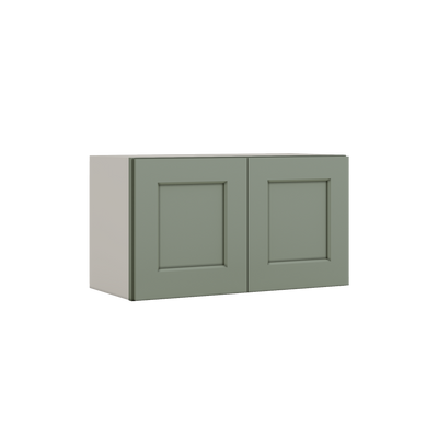 15" Tall Green Shaker Stackable Cabinet - Double Door 24", 27", 30", 33" & 36" Wide