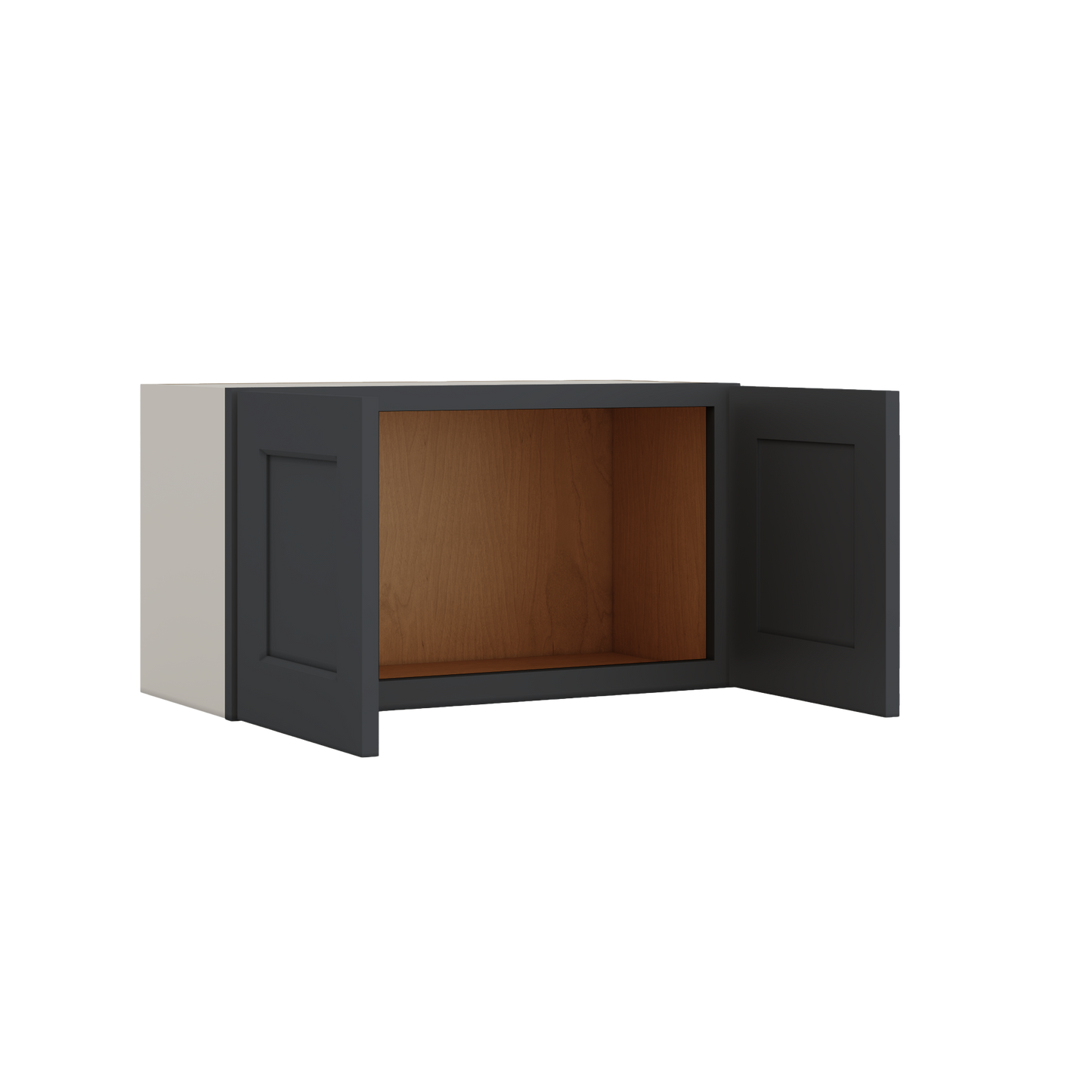 15" Tall 15HNS Hermosa Noir Black Shaker Stackable Cabinet - Double Door 24", 27", 30", 33" & 36" Wide