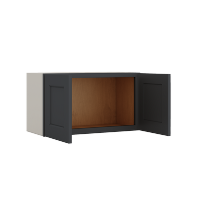 15" Tall 15HNS Hermosa Noir Black Shaker Stackable Cabinet - Double Door 24", 27", 30", 33" & 36" Wide