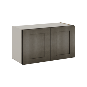 15" Tall Huntington Cinder Double Shaker Stackable Glass Ready Wall Cabinet - Double Door 24", 27", 30", 33" & 36" Wide