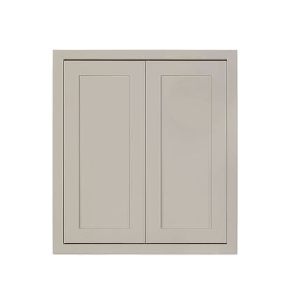 30" Tall Tuscan Gray Inset Shaker Wall Cabinet - Double Door 24", 27", 30", 33" & 36"