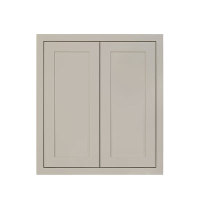 30" Tall Tuscan Gray Inset Shaker Wall Cabinet - Double Door 24", 27", 30", 33" & 36"