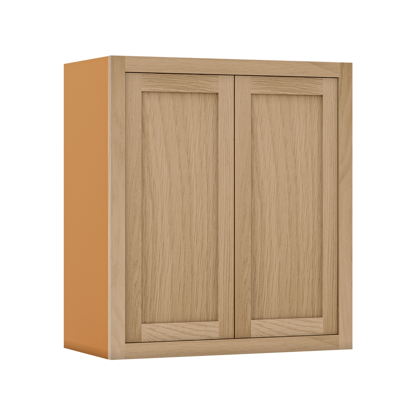 30" Tall White Oak Inset Shaker Wall Cabinet - Double Door 24", 27", 30", 33", 36", 39" & 42"