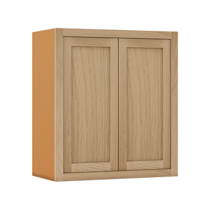 39" Tall White Oak Inset Shaker Wall Cabinet - Double Door 24", 27", 30", 33" & 36"Wide
