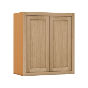 30" Tall White Oak Inset Shaker Wall Cabinet - Double Door 24", 27", 30", 33", 36", 39" & 42"