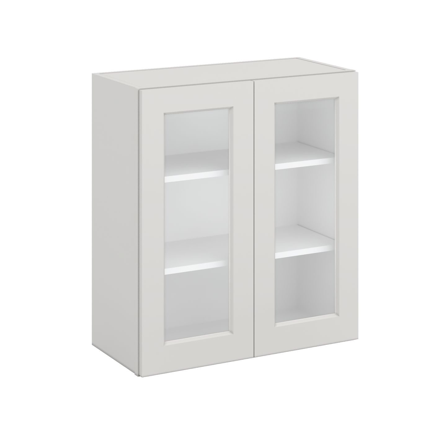 30" Tall 2WS White Shaker 1-1/4" Overlay Glass Ready Wall Cabinet - Double Door 24", 27", 30", 33" & 36" Wide