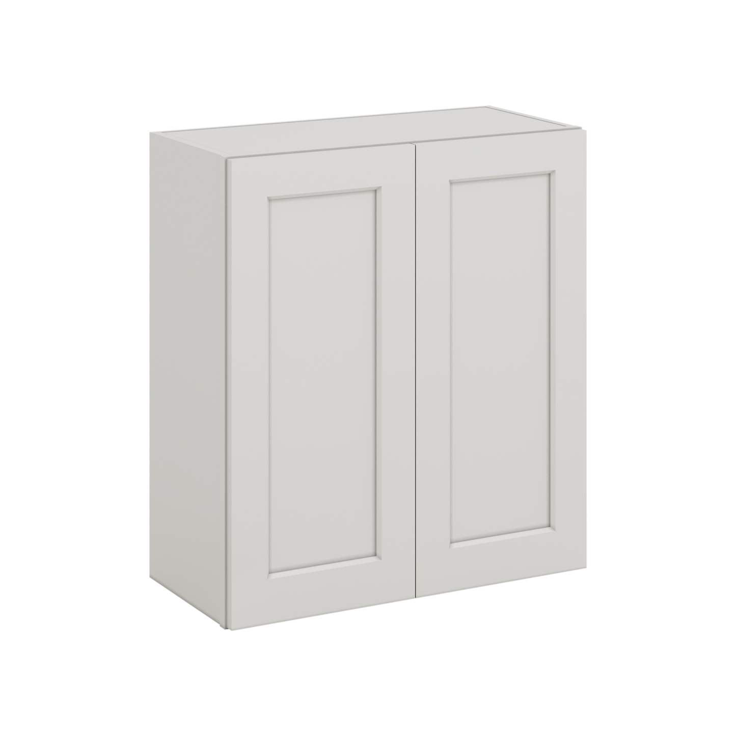 30" Tall 2WS White Shaker 1-1/4" Overlay Wall Cabinet - Double Door 24", 27", 30", 33" & 36" Wide