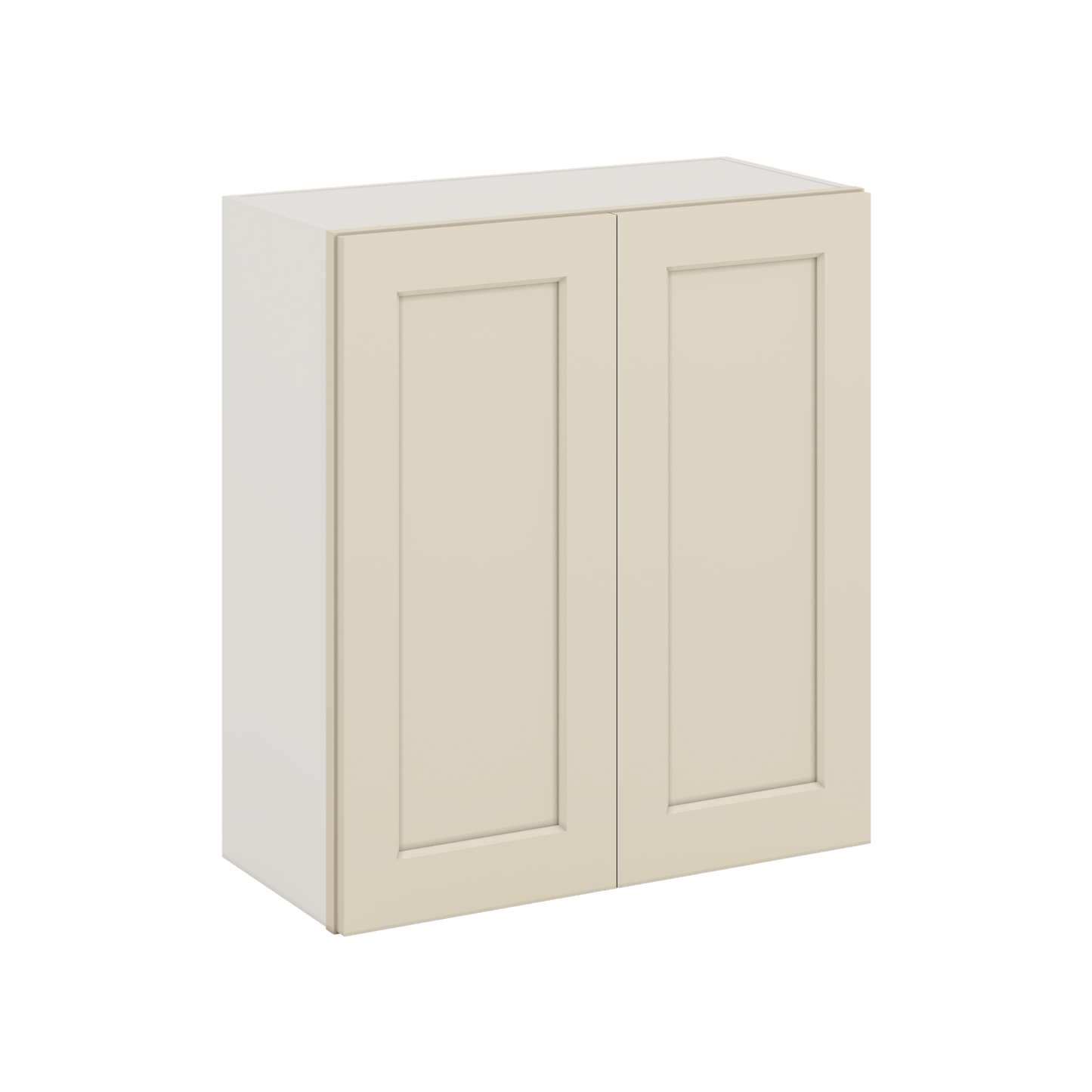 30" Tall Manhattan Cream Shaker 1-1/4" Overlay Wall Cabinet - Double Door 24", 27", 30", 33" & 36" Wide