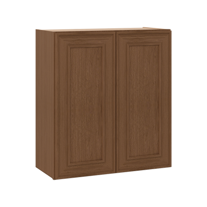 30" Tall Double Door 24", 27", 30", 33" & 36" Elegant Craftsman Mocha Shaker 1-1/4" Overlay Wall Cabinet