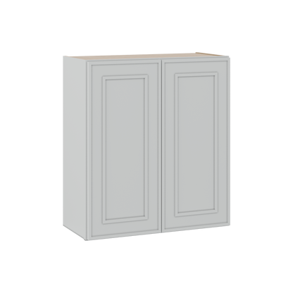30" Tall Double Door 24", 27", 30", 33" & 36" White Elegant Oak Craftsman Shaker 1-1/4" Overlay Wall Cabinet