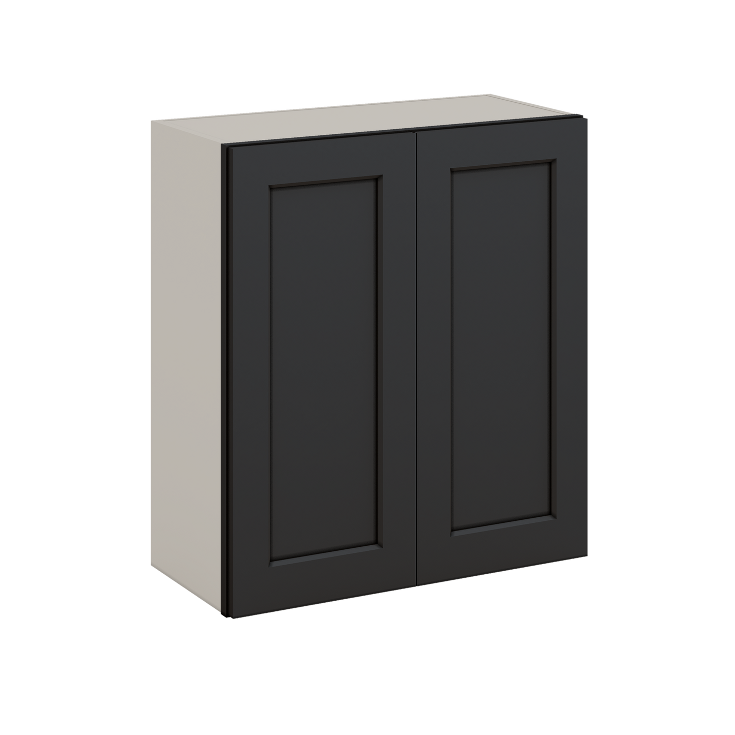 30" Tall 15HNS Hermosa Noir Black Shaker 1-1/4" Overlay Wall Cabinet - Double Door 24", 27", 30", 33" & 36" Wide