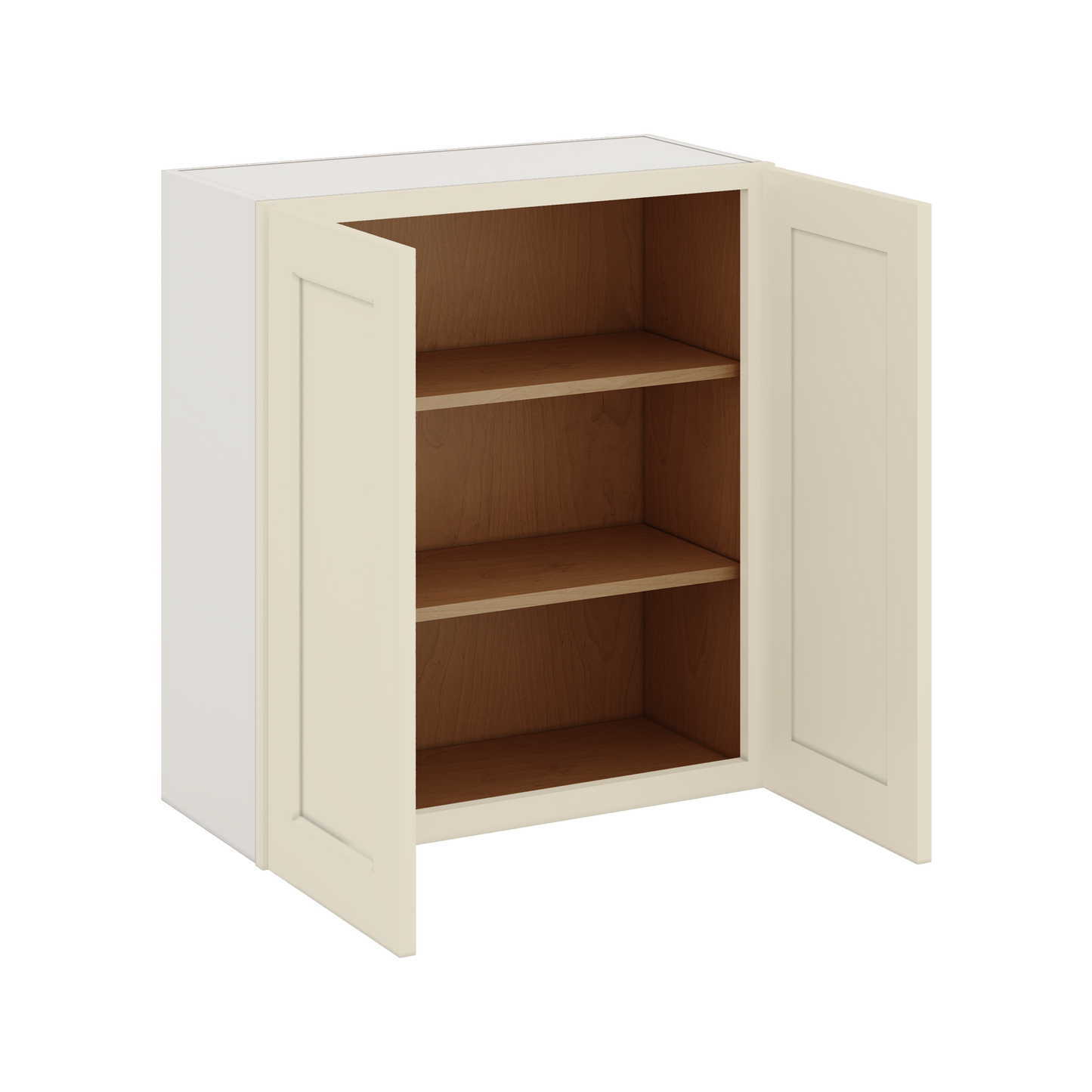 30" Tall Manhattan Cream Shaker 1-1/4" Overlay Wall Cabinet - Double Door 24", 27", 30", 33" & 36" Wide