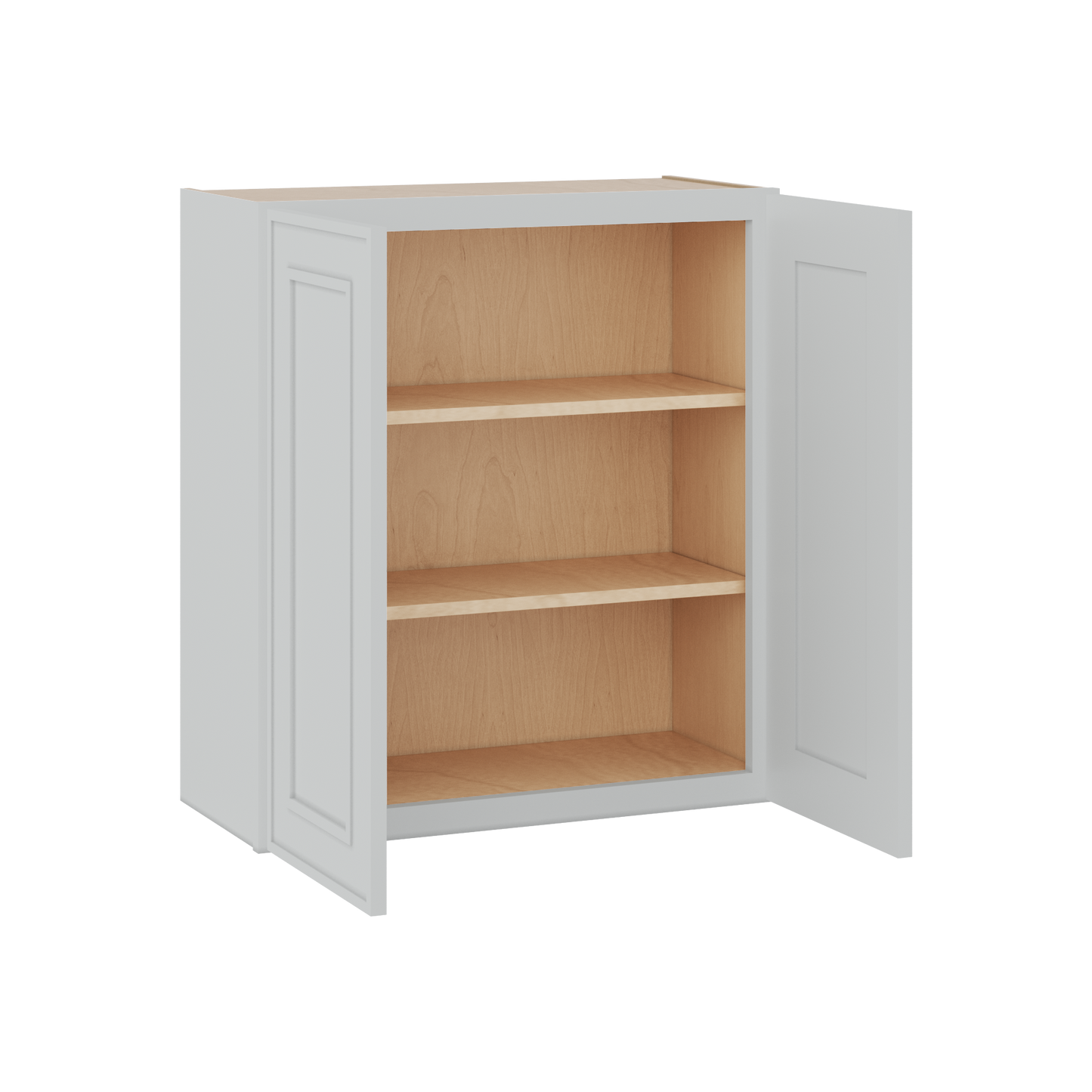 30" Tall Double Door 24", 27", 30", 33" & 36" White Elegant Oak Craftsman Shaker 1-1/4" Overlay Wall Cabinet