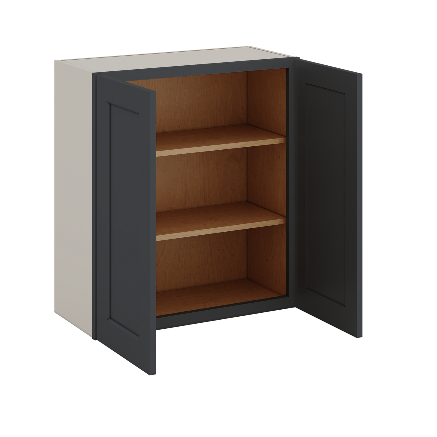 30" Tall 15HNS Hermosa Noir Black Shaker 1-1/4" Overlay Wall Cabinet - Double Door 24", 27", 30", 33" & 36" Wide