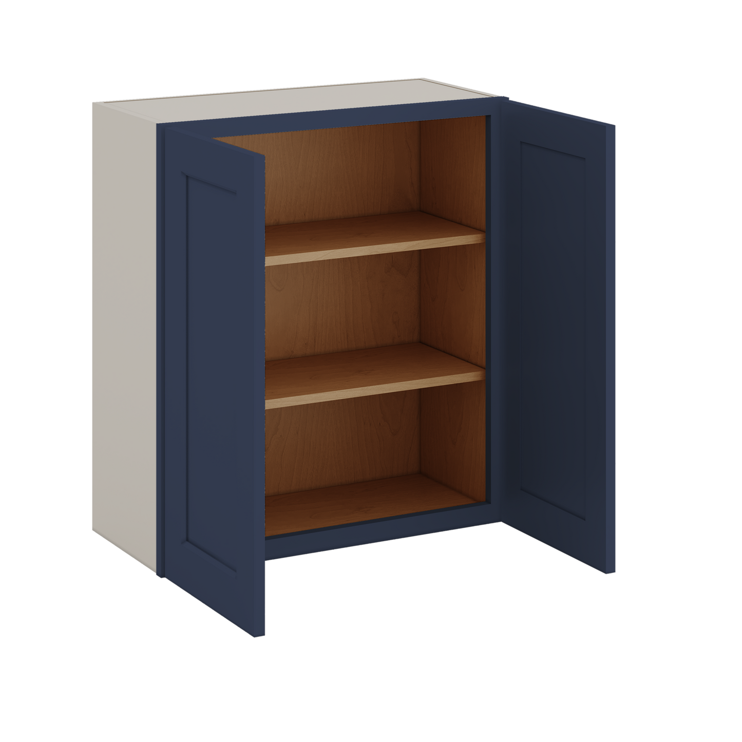 30" Tall NB29- Naval Blue Shaker 1-1/4" Overlay Wall Cabinet - Double Door 24", 27", 30", 33" & 36" 42" Wide