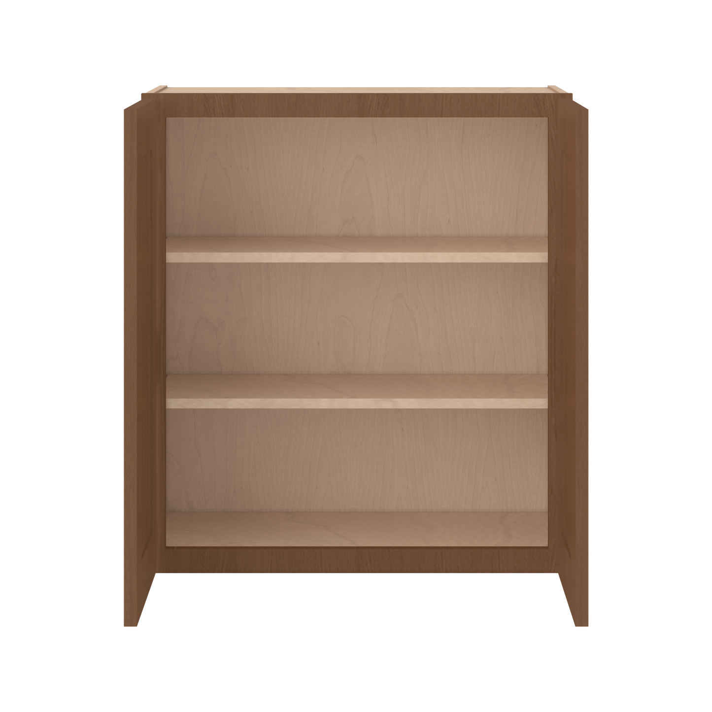 30" Tall Double Door 24", 27", 30", 33" & 36" Elegant Craftsman Mocha Shaker 1-1/4" Overlay Wall Cabinet