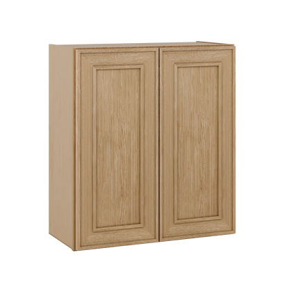 30" Tall Double Door 24", 27", 30", 33" & 36" Elegant Oak Craftsman Shaker 1-1/4" Overlay Wall Cabinet