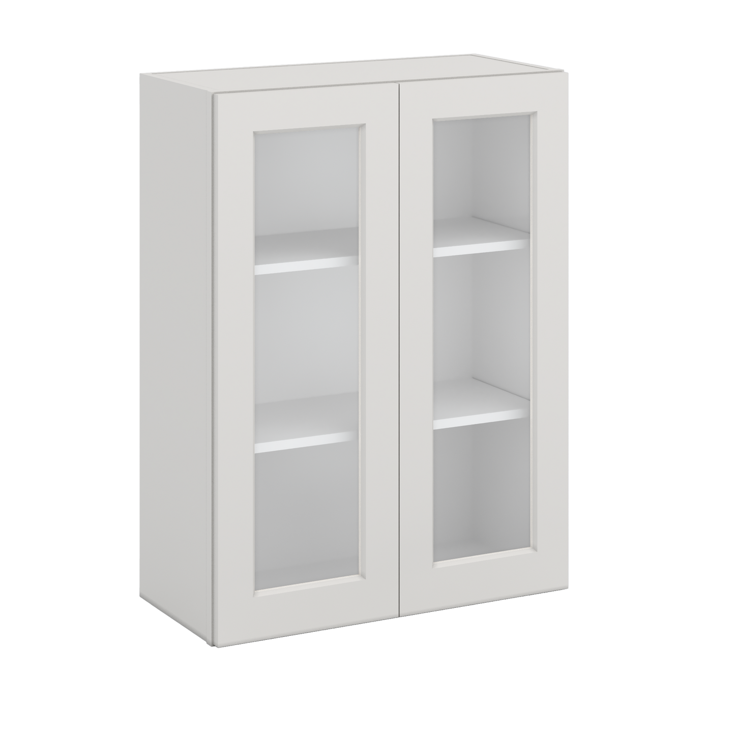 36" Tall 2WS White Shaker 1-1/4" Overlay Glass Ready Wall Cabinet - Double Door 24", 27", 30", 33" & 36" Wide