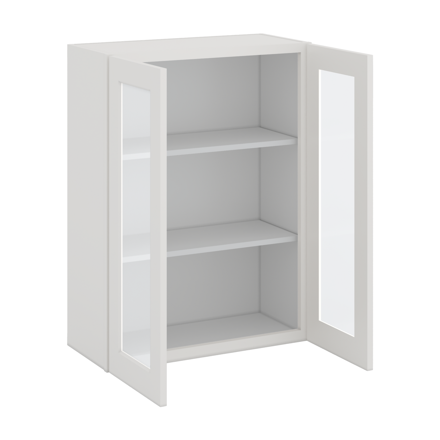 36" Tall 2WS White Shaker 1-1/4" Overlay Glass Ready Wall Cabinet - Double Door 24", 27", 30", 33" & 36" Wide