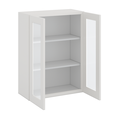 36" Tall 2WS White Shaker 1-1/4" Overlay Glass Ready Wall Cabinet - Double Door 24", 27", 30", 33" & 36" Wide