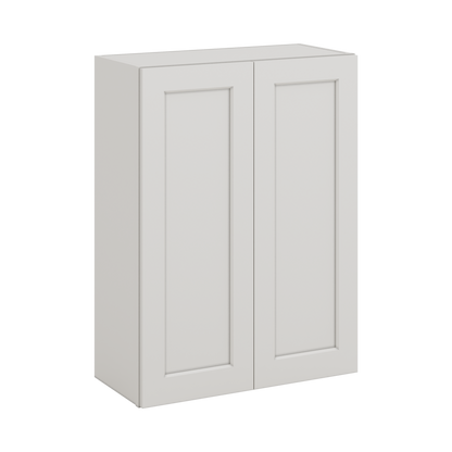 36" Tall 2WS White Shaker 1-1/4" Overlay Wall Cabinet - Double Door 24", 27", 30", 33" & 36" Wide