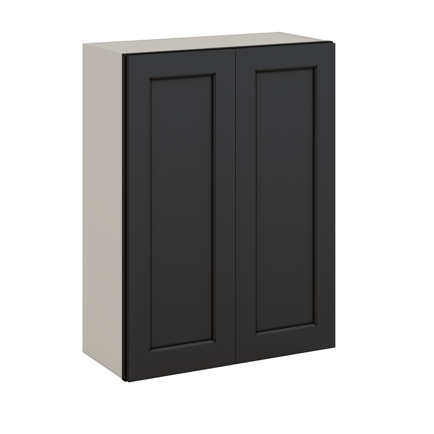36" Tall 15HNS Hermosa Noir Black Shaker 1-1/4" Overlay Wall Cabinet - Double Door 24", 27", 30", 33" & 36" Wide