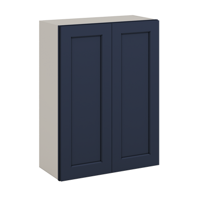 36" Tall 29NB Naval Blue Shaker 1-1/4" Overlay Wall Cabinet - Double Door 24", 27", 30", 33" & 36" 42" Wide