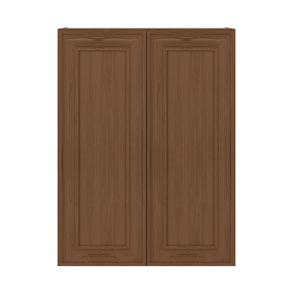 36" Tall Double Door 24", 27", 30", 33" & 36" Wide Mocha Elegant Oak Shaker Wall Cabinet