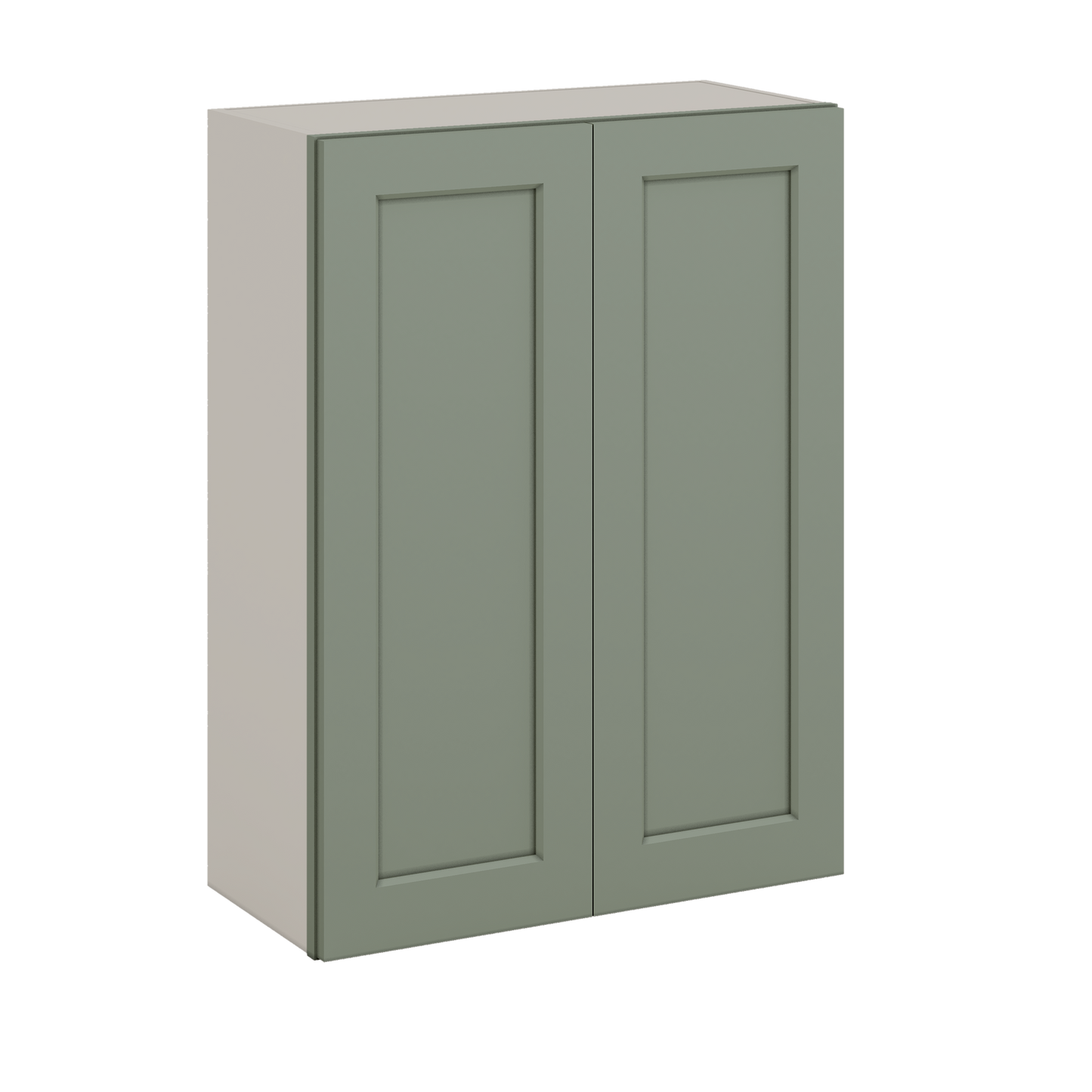 36" Tall Green Shaker 1-1/4" Overlay Wall Cabinet - Double Door 24", 27", 30", 33" & 36" Wide