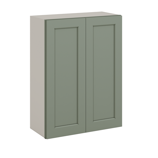 36" Tall Green Shaker 1-1/4" Overlay Wall Cabinet - Double Door 24", 27", 30", 33" & 36" Wide