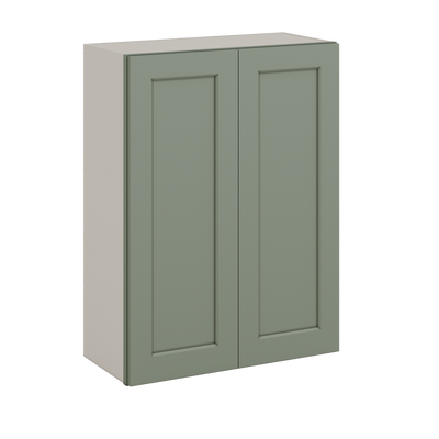 36" Tall Green Shaker 1-1/4" Overlay Wall Cabinet - Double Door 24", 27", 30", 33" & 36" Wide
