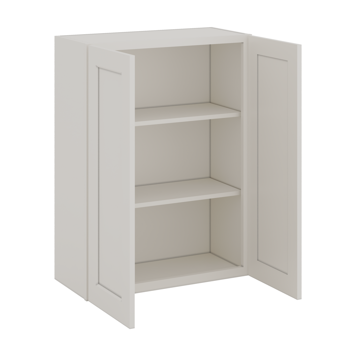 36" Tall 2WS White Shaker 1-1/4" Overlay Wall Cabinet - Double Door 24", 27", 30", 33" & 36" Wide